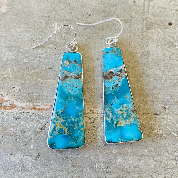 SOLD ♥️ Native American ♥️ Veronica Tortalita Sterling & Turquoise Earrings - Picture 3 of 7